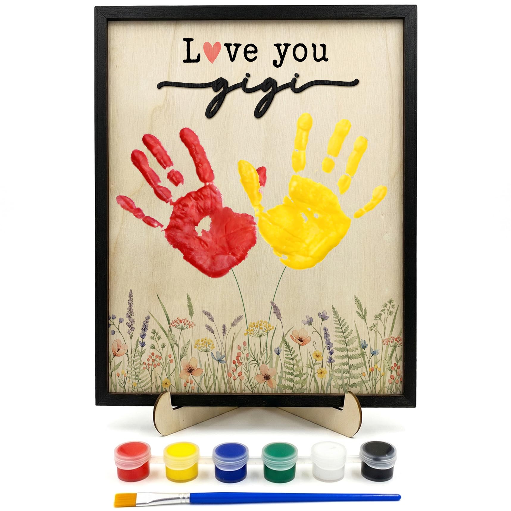 FONDCANYON Gigi - Kit de huellas de manos para el día de la madre, regalos de cumpleaños para el día de la madre, regalos de cumpleaños de nietos, kit de manualidades con pinturas acrílicas, recuerdo