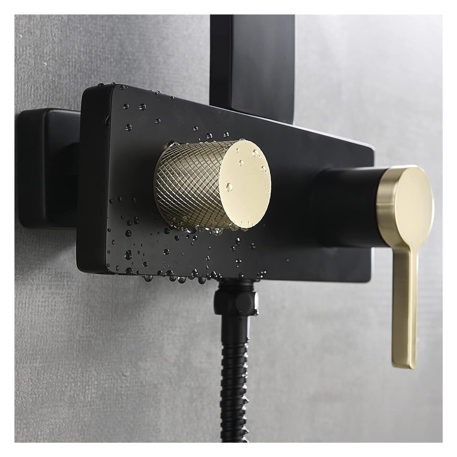 Sistema doccia 3 in 1 nero – Soffione doccia a pioggia, spruzzatore portatile e beccuccio per vasca – moderno aggiornamento del bagno per il massimo comfort e stile