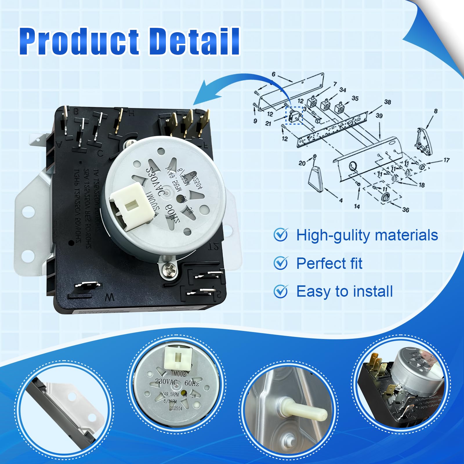 PRYSM Dryer Timer - Direct Replacement For Whirlpool, Maytag, KitchenAid & More - Fits AP6016542, 4441883, PS11749833