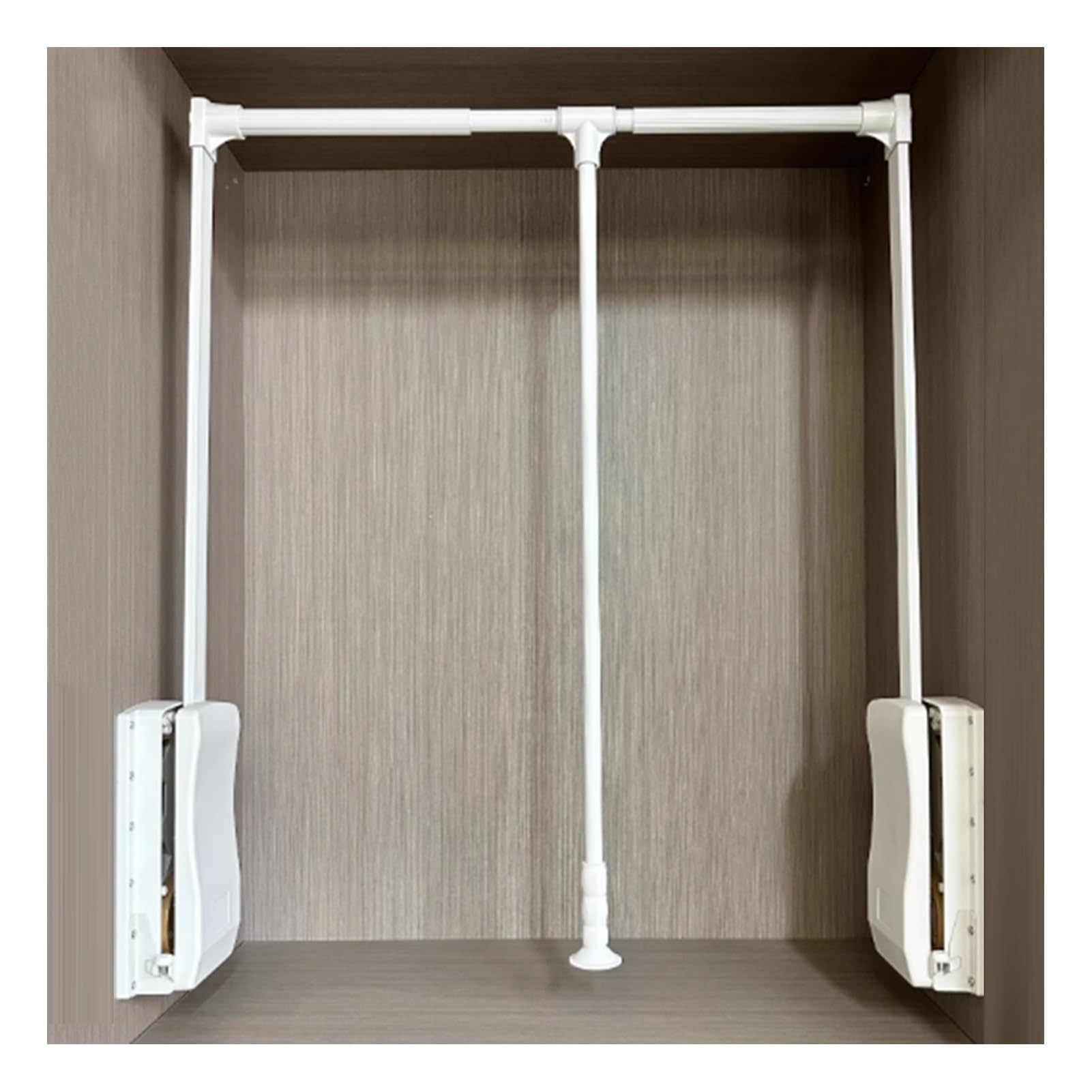 GTHTUHFD Adjustable Pull Down Closet Rod - Soft Close Wardrobe Lift Rail Organizer - Side Or Back Mounted Aluminum Alloy Hanger - 44 Lbs Capacity White-51-66cm