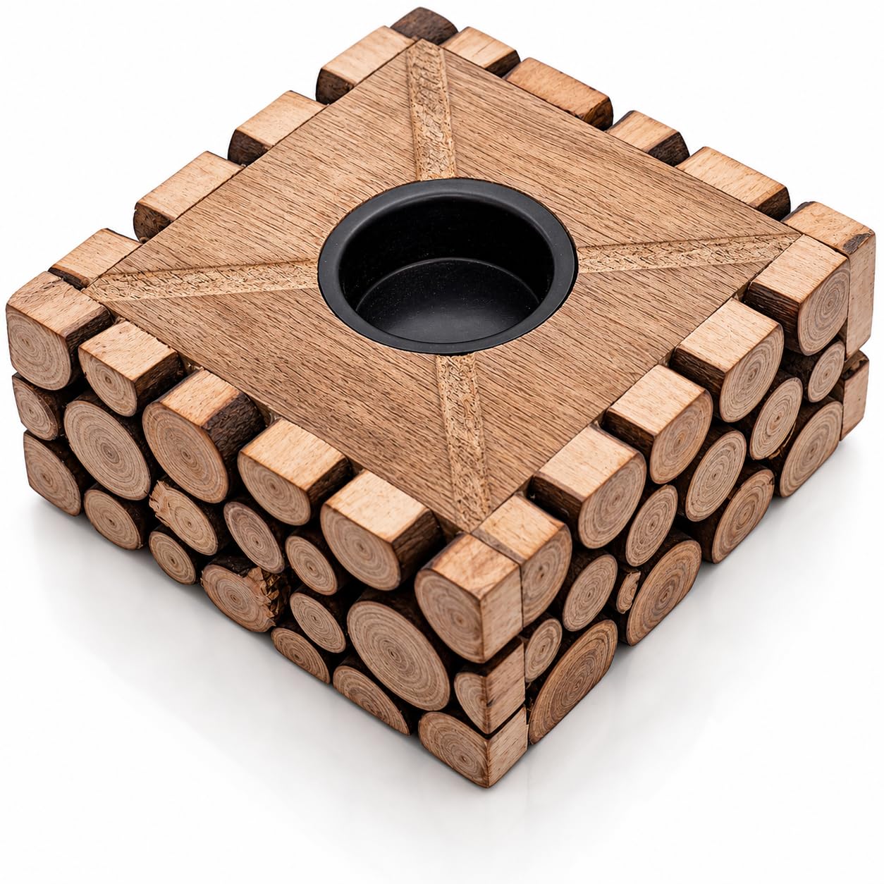 All Natural Rustic Handcrafted Cigarette Cigar Smoking Wooden Ashtray For Home Living Room Office Patio Poker Coffee Tabletop For Cigarettes Square Indoor Outdoor Ash Tray Holder Gift Idea 12.5 cms