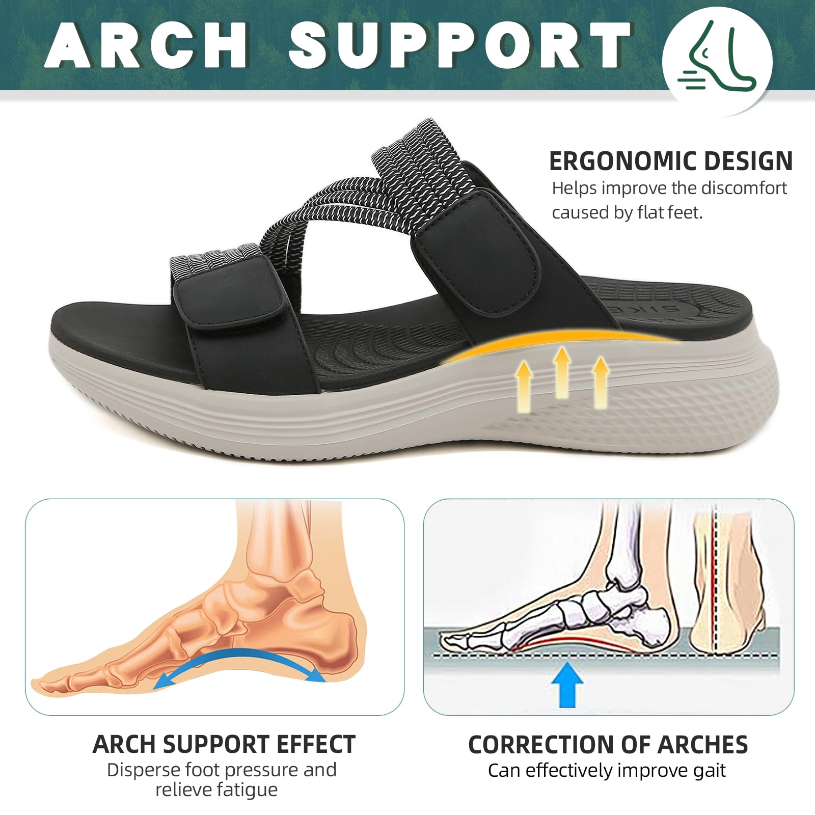 Sandali Sportivi Donna Estivi Supporto Ortopedico Antiscivolo Camminata Pantofola Confortevole Aperta Scarpe