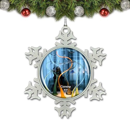 Corning Glass Museum NY USA Adorno de Navidad Decoración de árbol de cristal Metal Souvenir Regalo