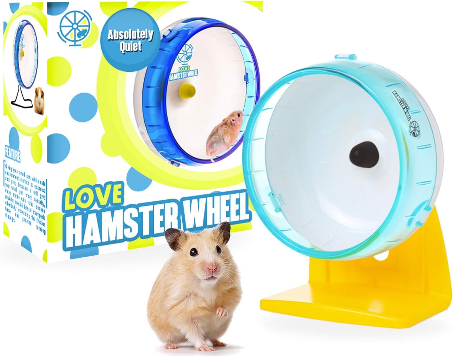 Robo Hamster Wheel 5” Pet Quiet Spinner Comfort Exercise Quiet Wheel and Easy Attach to Wire Cage for Small Pets 2 Oz Dwarf Hamsters Gerbils Hedgehogs Mice - Premium PP Material