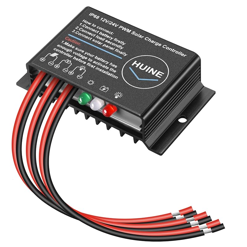 Controlador de Carga Solar HUINE 20 A 12 V/24 V PWM IP68 com Proteção para Baterias de Chumbo-Ácido PD-16540
