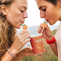 Vista 4 de 50 popotes de papel a rayas naranjas, popotes desechables de frutas naranjas para hojas de otoño, bodas, baby shower, suministros de fiesta