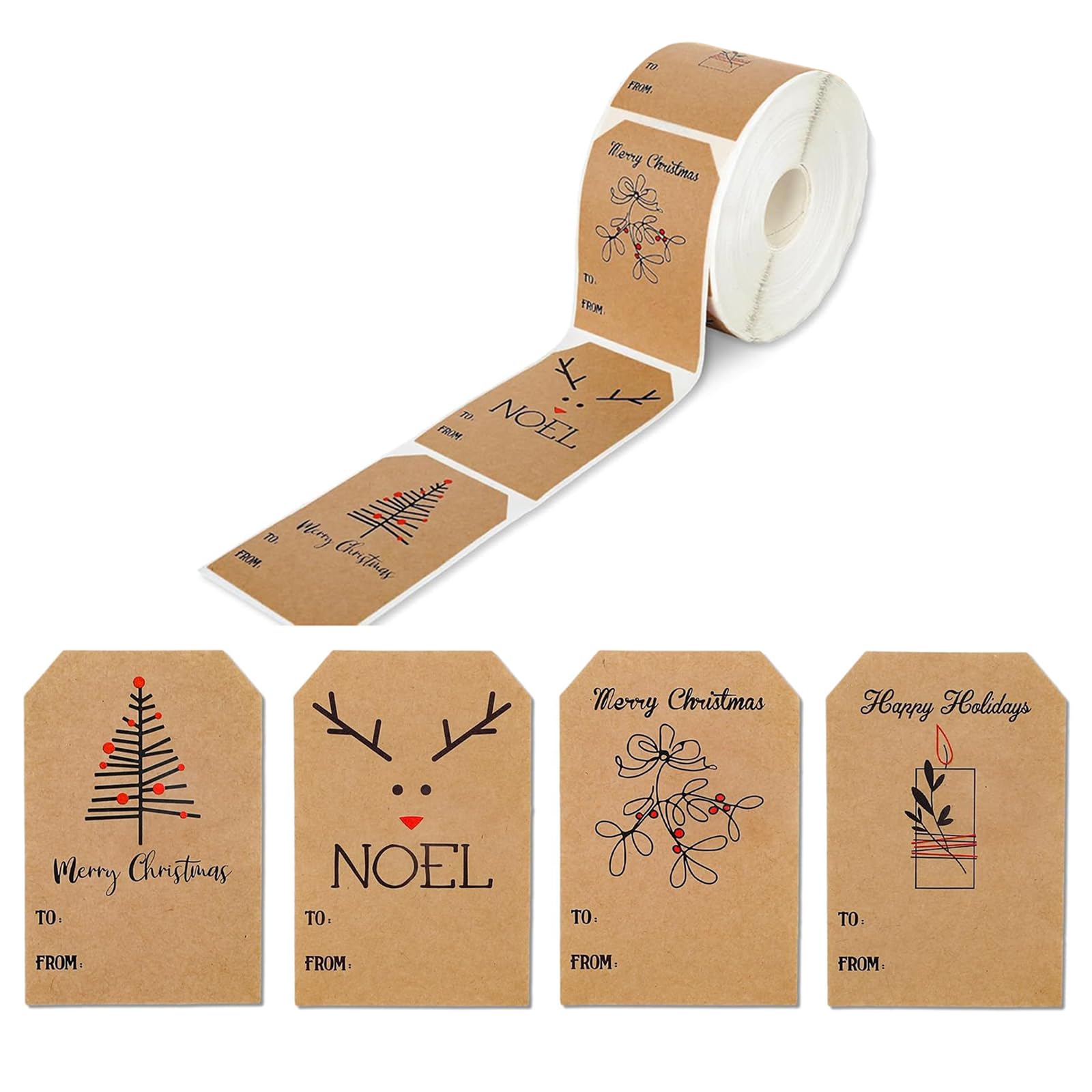200Pcs Christmas Decorative Sticker 5x7.5cm Adhesive Wrapping Label for Seal Envelope Card Holiday Present Packaging Paper Holiday Sticker