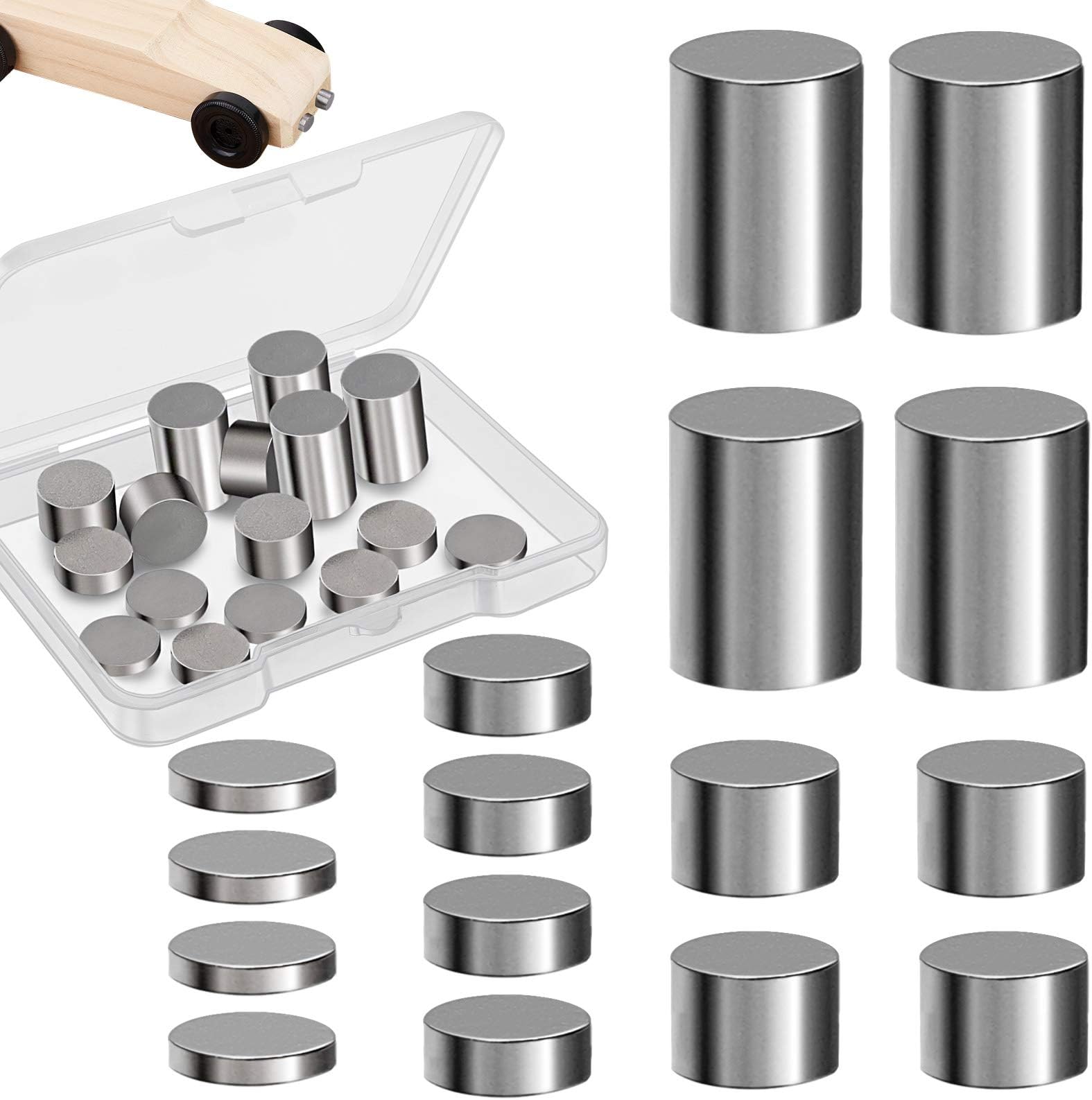 Ruisita 3.75 Ounces Tungsten Weights 16 Pieces 3/8 Inch Incremental Cylinders Weights with Plastic Box