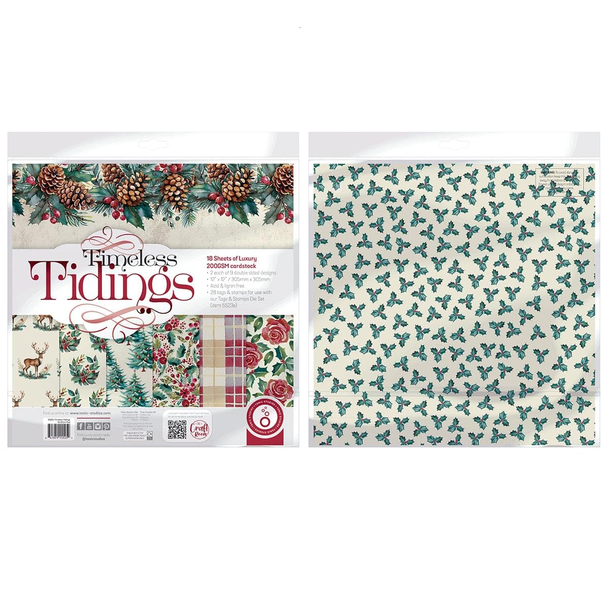 Tonic Studios Timeless Tidings, Christmas Scrapbook Paper 12 x 12", Craft Paper Pad, 18x Patterned Cardstock 200 GSM - Image 4