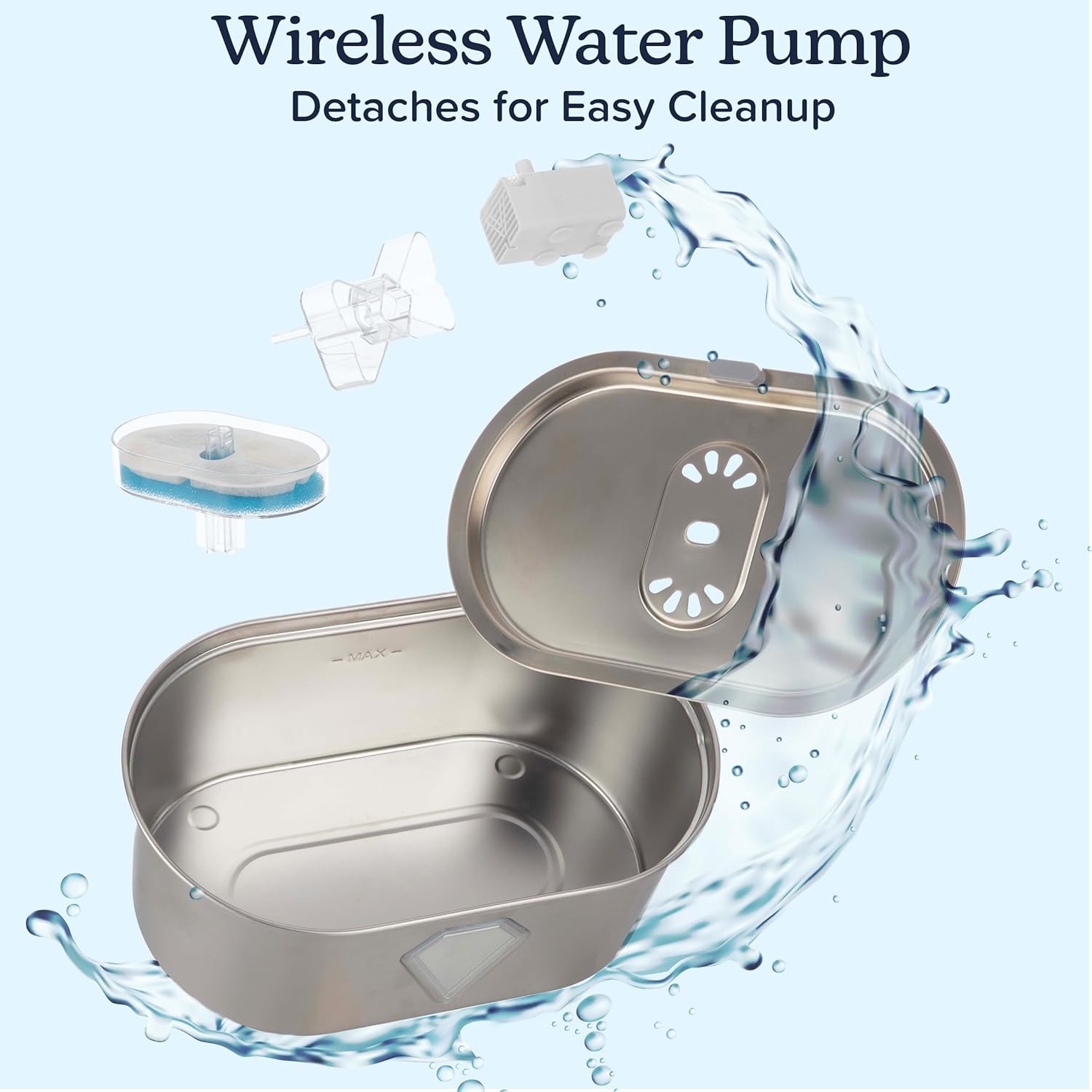 Stainless Steel 3.5L Pet Water Fountain with Water Level Window