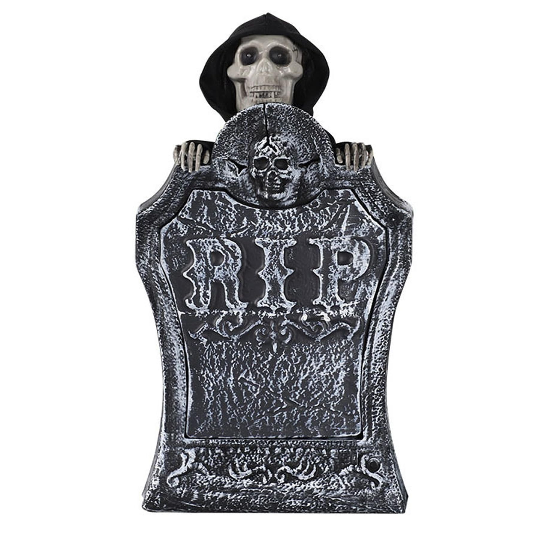 PithCogent Halloween Props|Halloween Animatronics Tombstones with Rise-Fall Zombie with Red Eyes and Creepy Voice Sound-Activated Spooky Props for Haunted House Decor