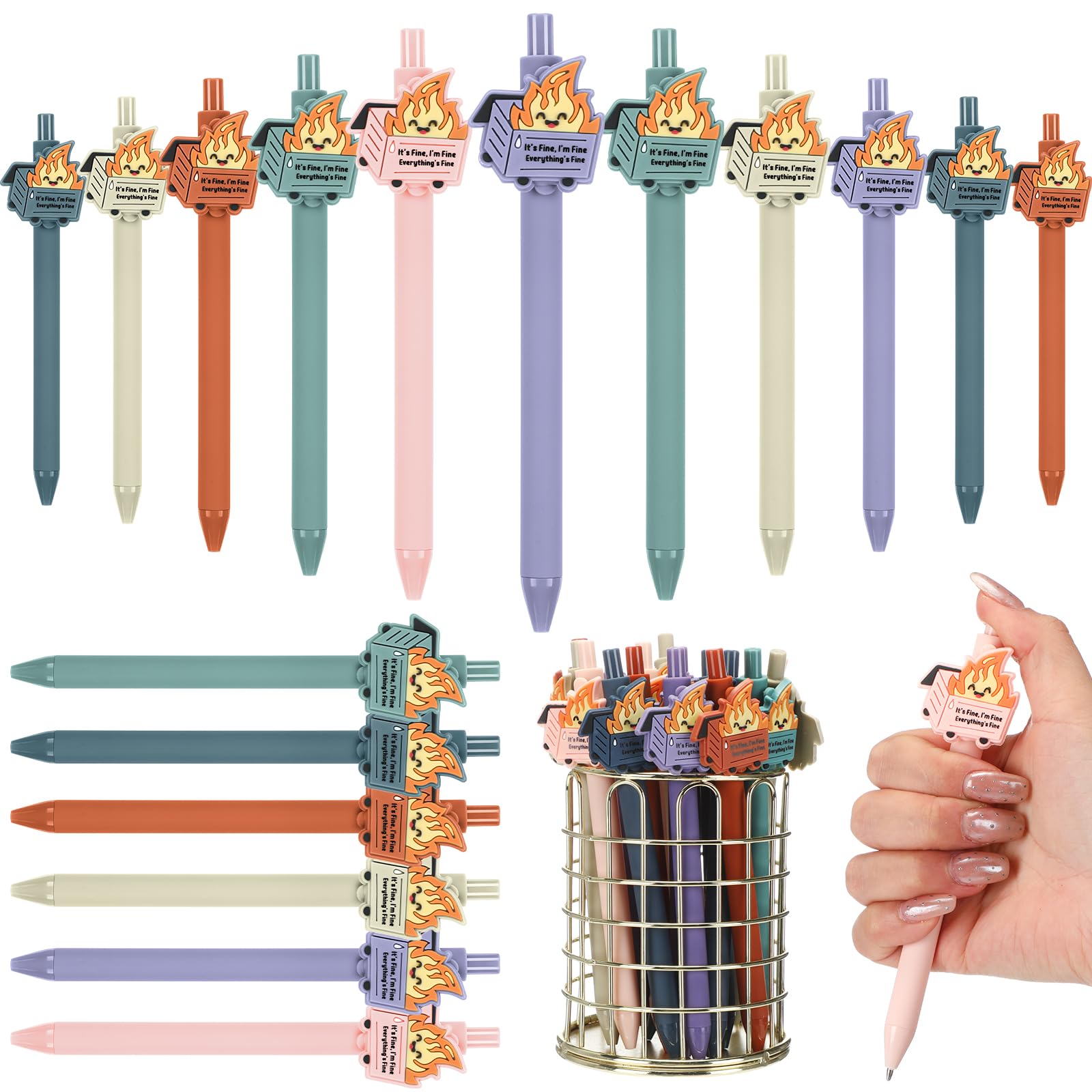 Sayglossy Dumpster Fire Pen Gifts for Coworker Positive Funny Office Ballpoint Pens Dumpster Fire Desk Accessories Support Gifts for Social Worker