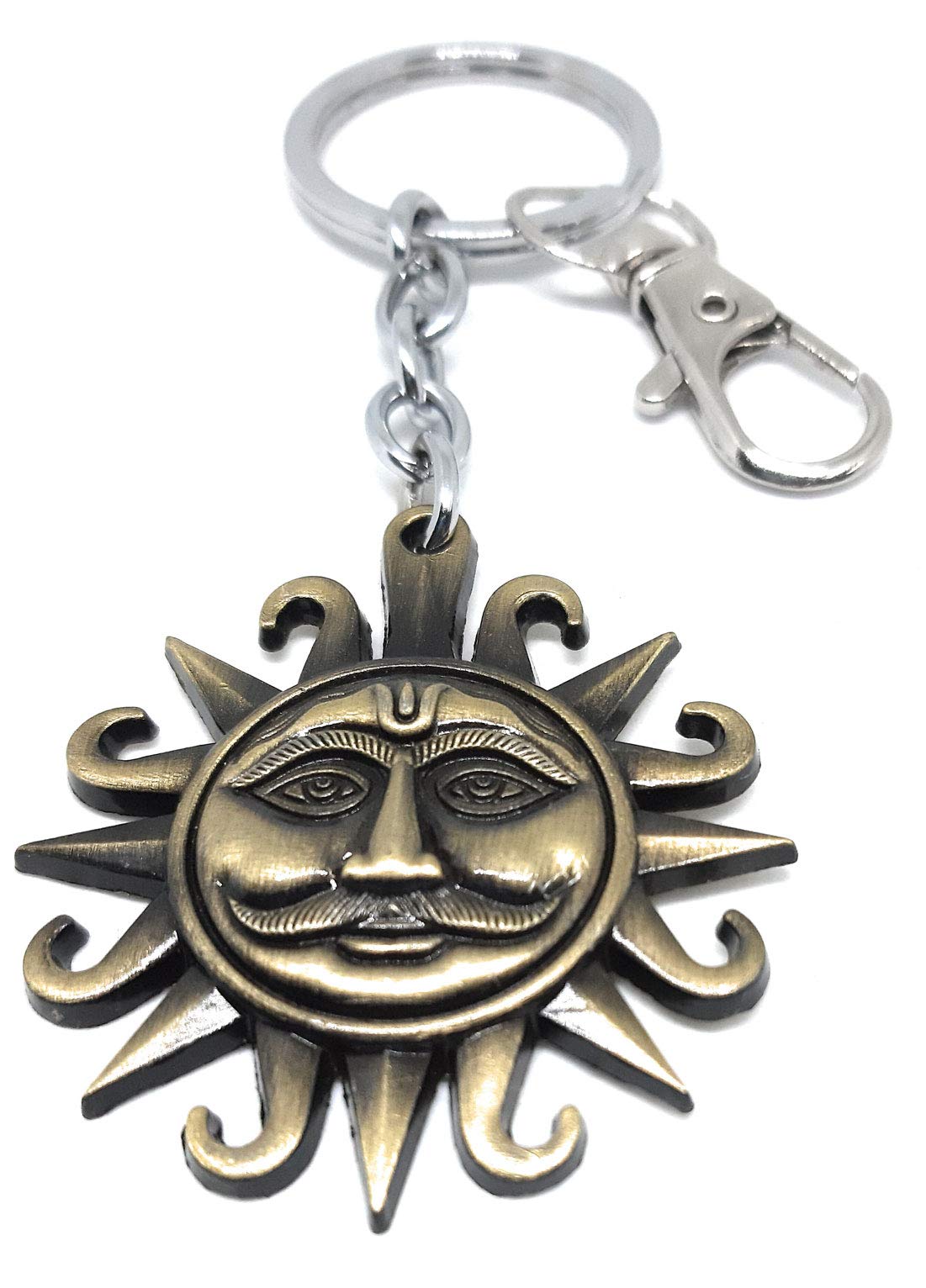 AuraSun God Surya Suraj Dada Bhagwan Suryavanshi Key Ring Metal Key Chain (Gold)