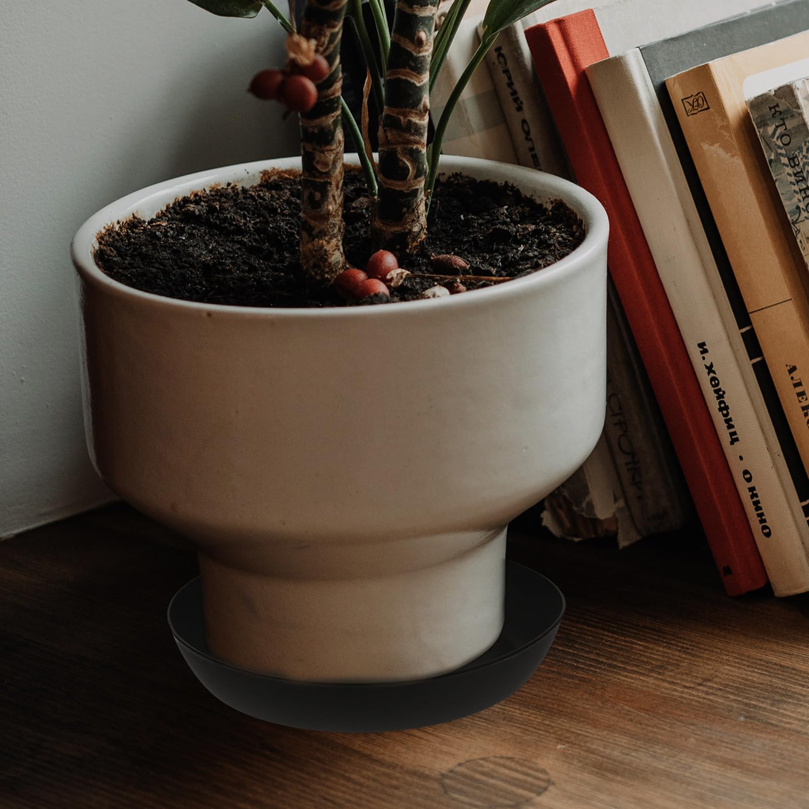 HAKZEON Confezione da 10 piattini in plastica per Piante da 30 cm, Vassoio antigoccia per Fiori da 30 cm, sottovaso Rotondo, per Interni ed Esterni, Colore Terracotta