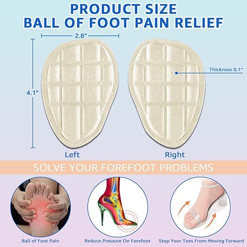 Miniatura 3 de Svowin - Cojines de bola de pie, almohadillas metatarsianas, almohadillas para el antepié, insertos antideslizantes para zapatos de punta abierta,