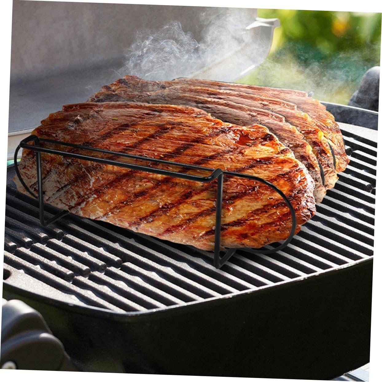 IMIKEYA Per Barbecue Supporto per Costine e Pollo Resistente per Carne e Verdure Accessorio da Portatile