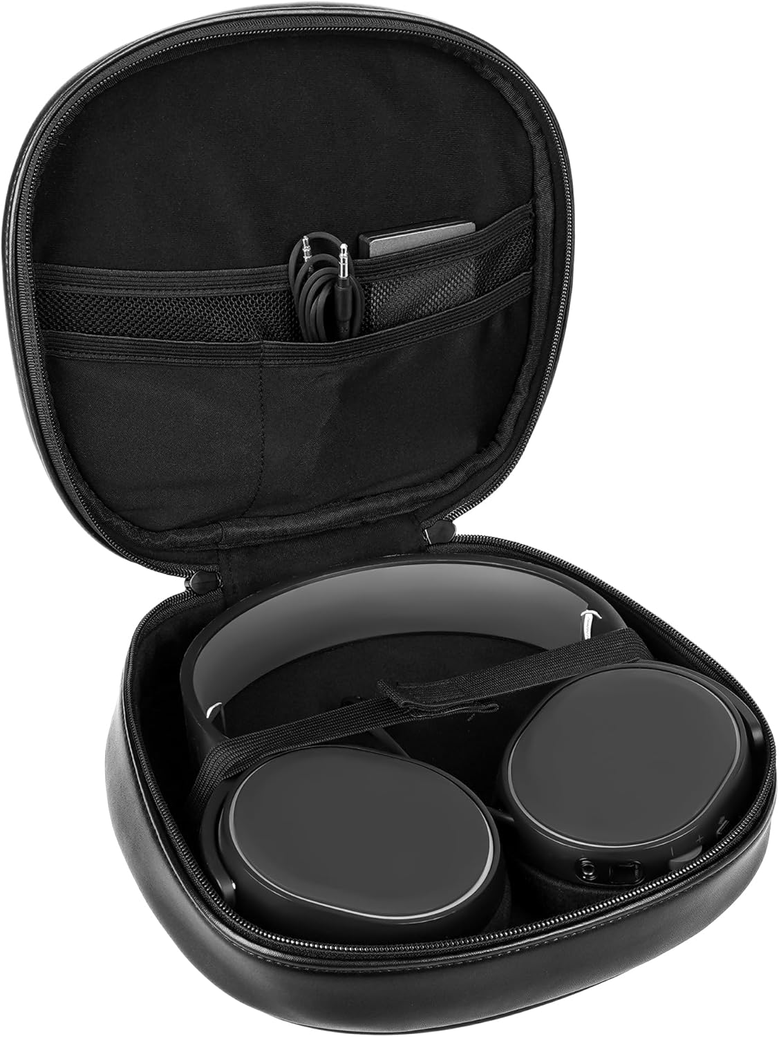 Geekria Headphones Pouch Compatible with Turtle Beach, Razer, Corsair, Logitech, Hyperx, Replacement Protective Travel Carrying Bag with Cable Storage (Black PU) - Image 3