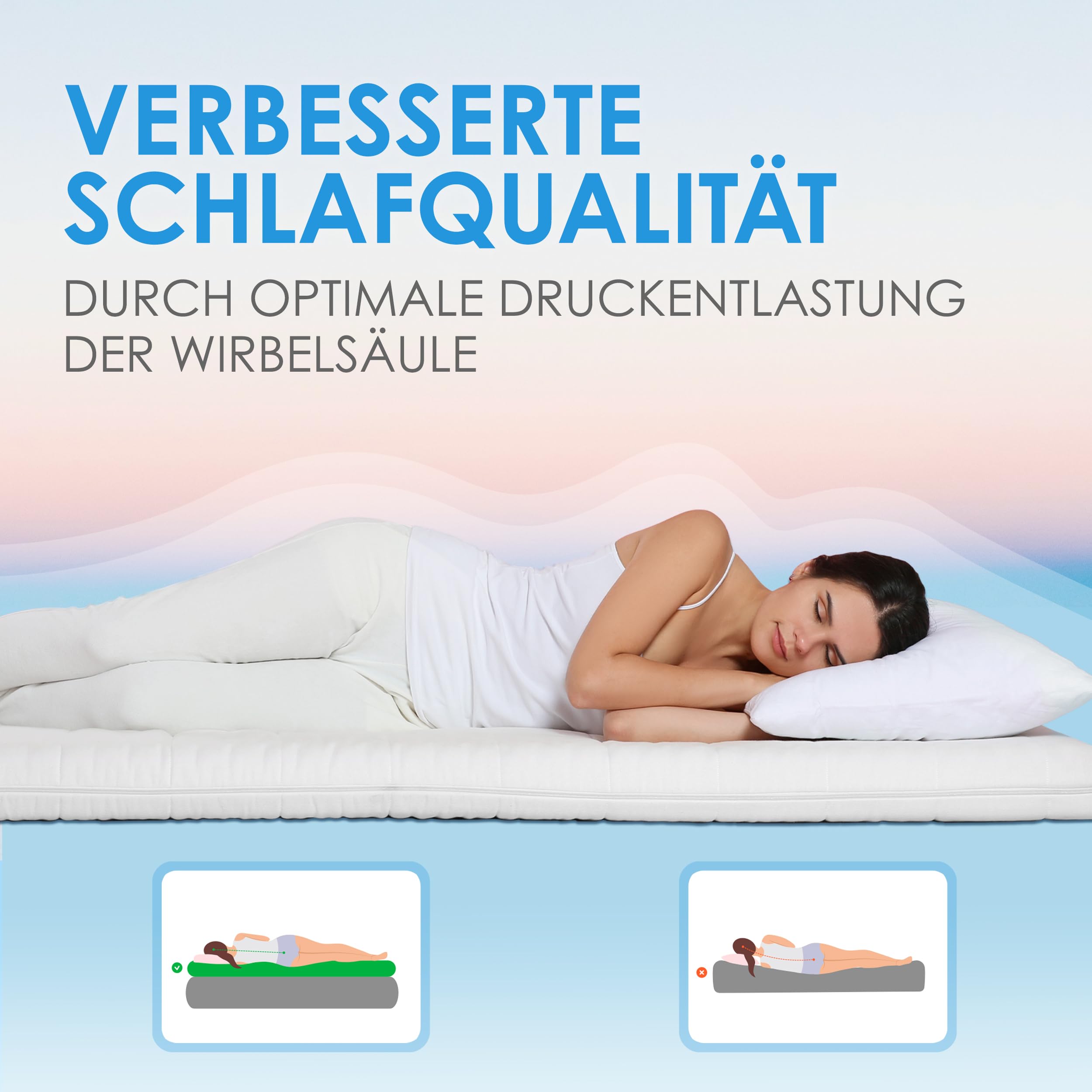Vendome Dreamtime Gelschaum Topper 140x200 cm, in verschiedenen Größen von 90x200 bis 200x200 cm erhältlich, atmungsaktiver Matratzen Topper für erholsamen Schlaf, Ergänzung fürs Boxspringbett
