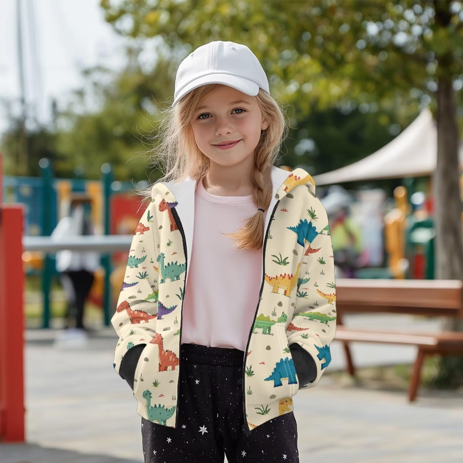 Sudadera con capucha de forro polar con cremallera frontal y bolsillos laterales para niños y niñas, para otoño e invierno