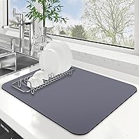 Vista 49 de WISELIFE Tapete de secado de platos súper absorbente, tapete de secado de platos grande para encimera de cocina, tapete de secado de platos fácil
