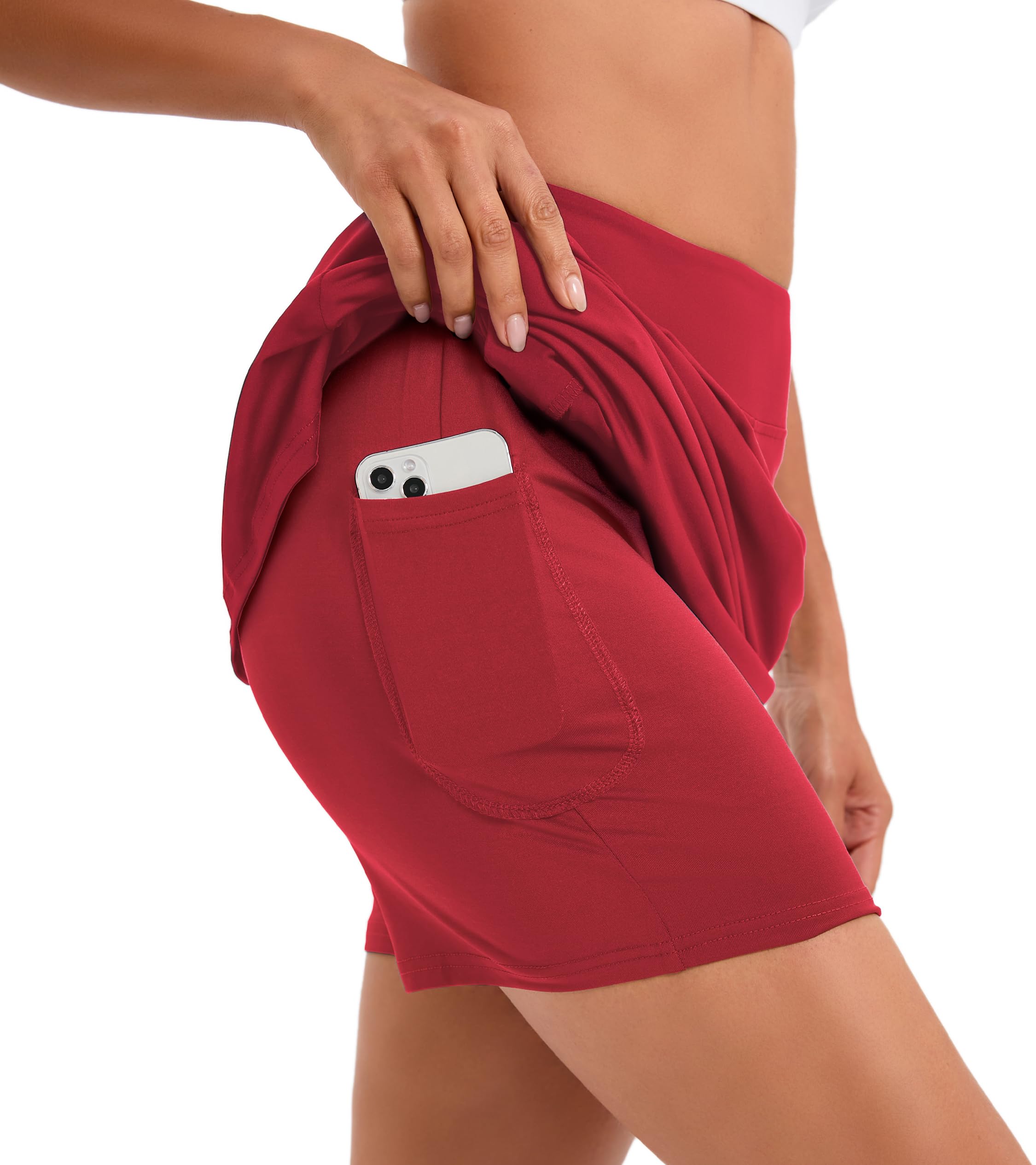 Timuspo Ropa Deportiva Mujer Pantalones Longitud Rodilla Falda Tenis Cintura Alta con Pantalones Debajo Golf