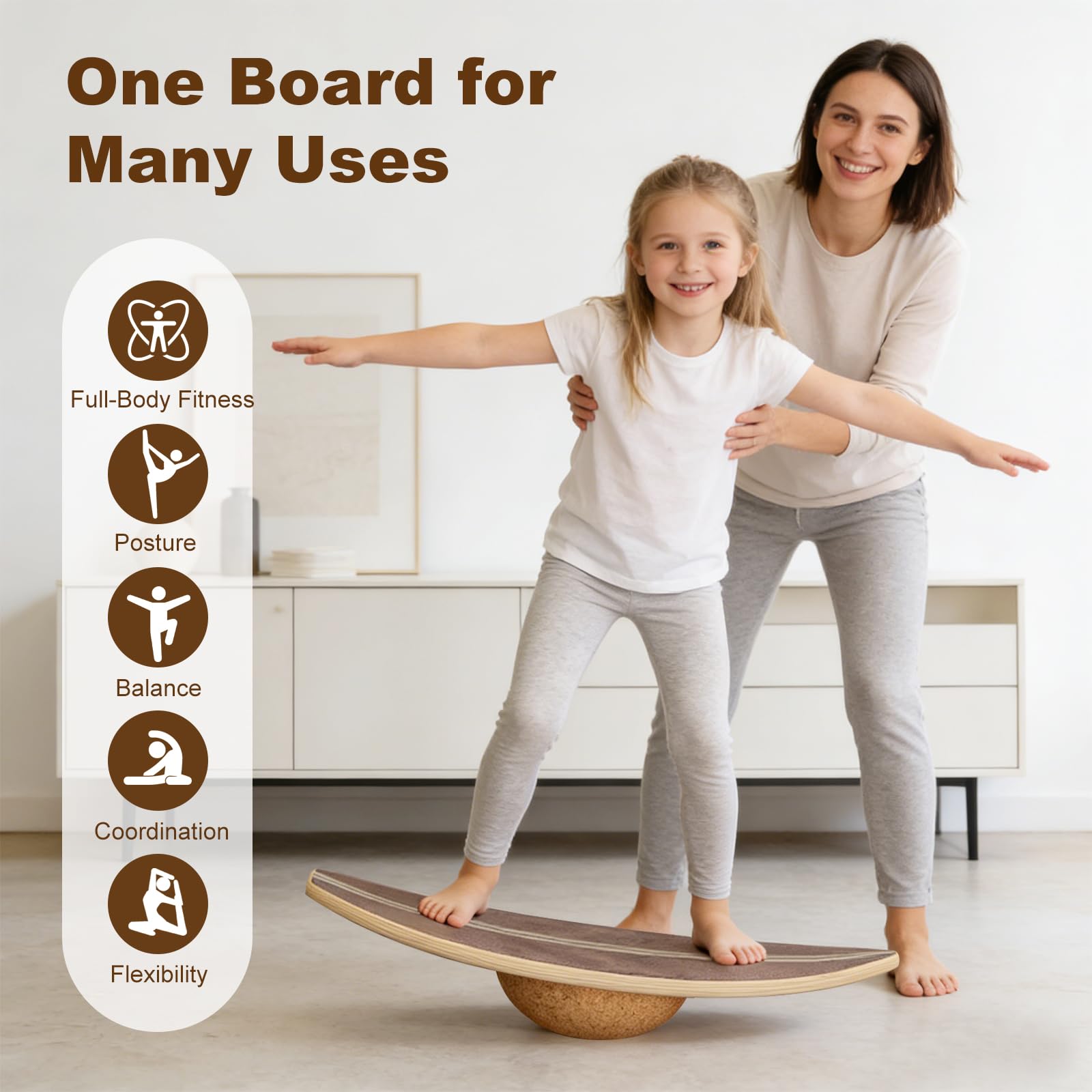 Balance Board,Waveboard Wobble Board,Wackelbrett Balanceboards - Surf-Trainer Erwachsene & Jugendliche,Gleichgewichtstrainer Balance Board Kinder,Balance Board Holz bis 150 kg Belastbar