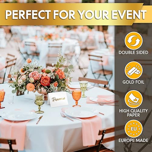 Miniatura 9 de Paquete de 10 letreros de mesa reservados dorados y números de mesa dorados del 1 al 30 para bodas, recepciones, fiestas, restaurantes, números de