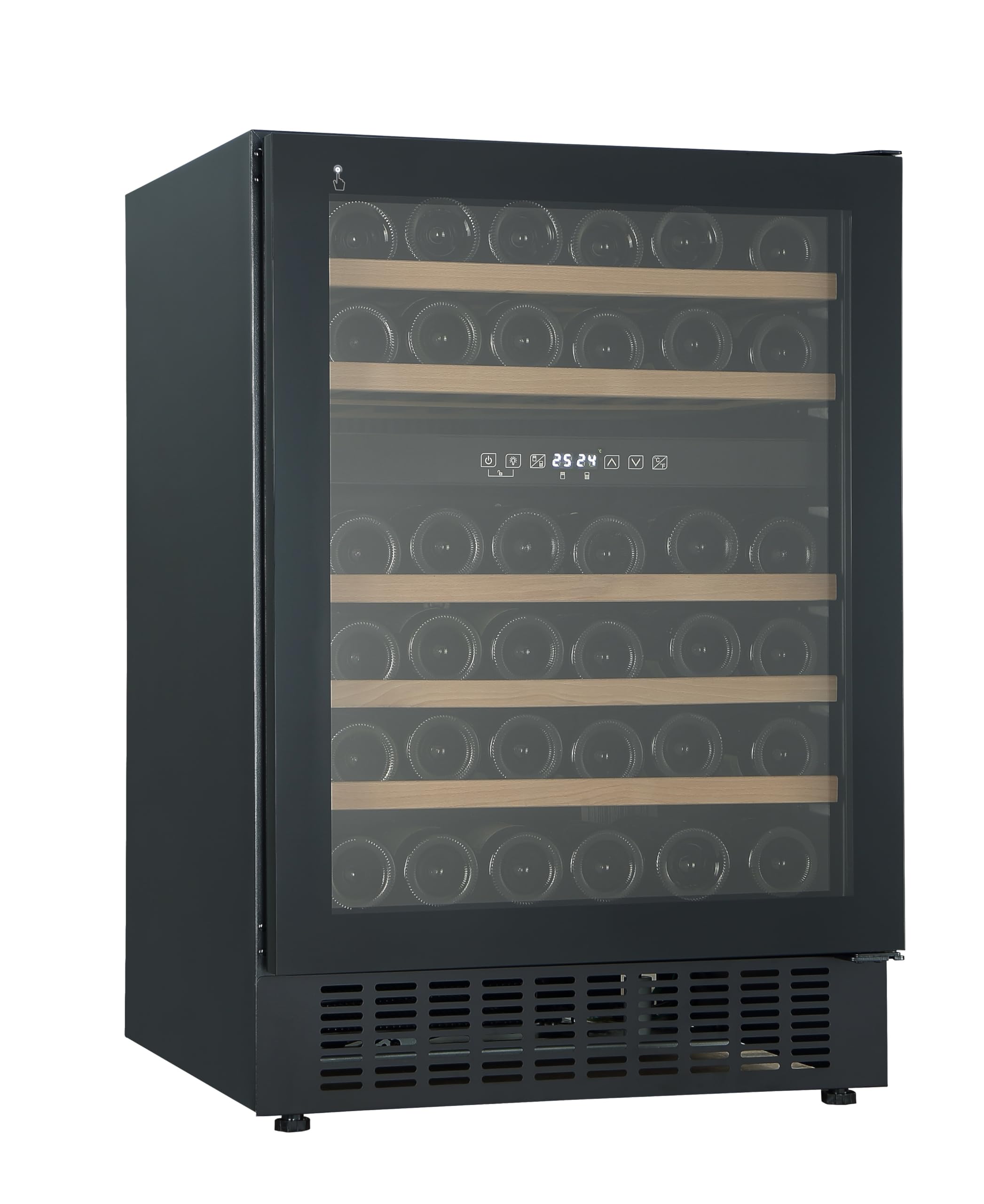 Wolkenstein UWTS129-46ED Unterbau Weinkühlschrank | 46 Flaschen | 2 Temperaturzonen | Einbaubreite 60 cm | Buchenholz | LED-Beleuchtung | Touch Control