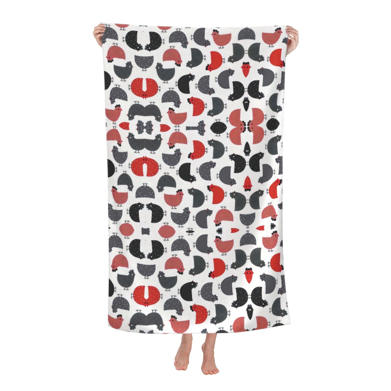 Oazcvbnn Women's White Creative Cartoon Chicken Print Adult Beach Towel Summer Travel Pool Vacation Swimming Fitness Outdoor Adventures