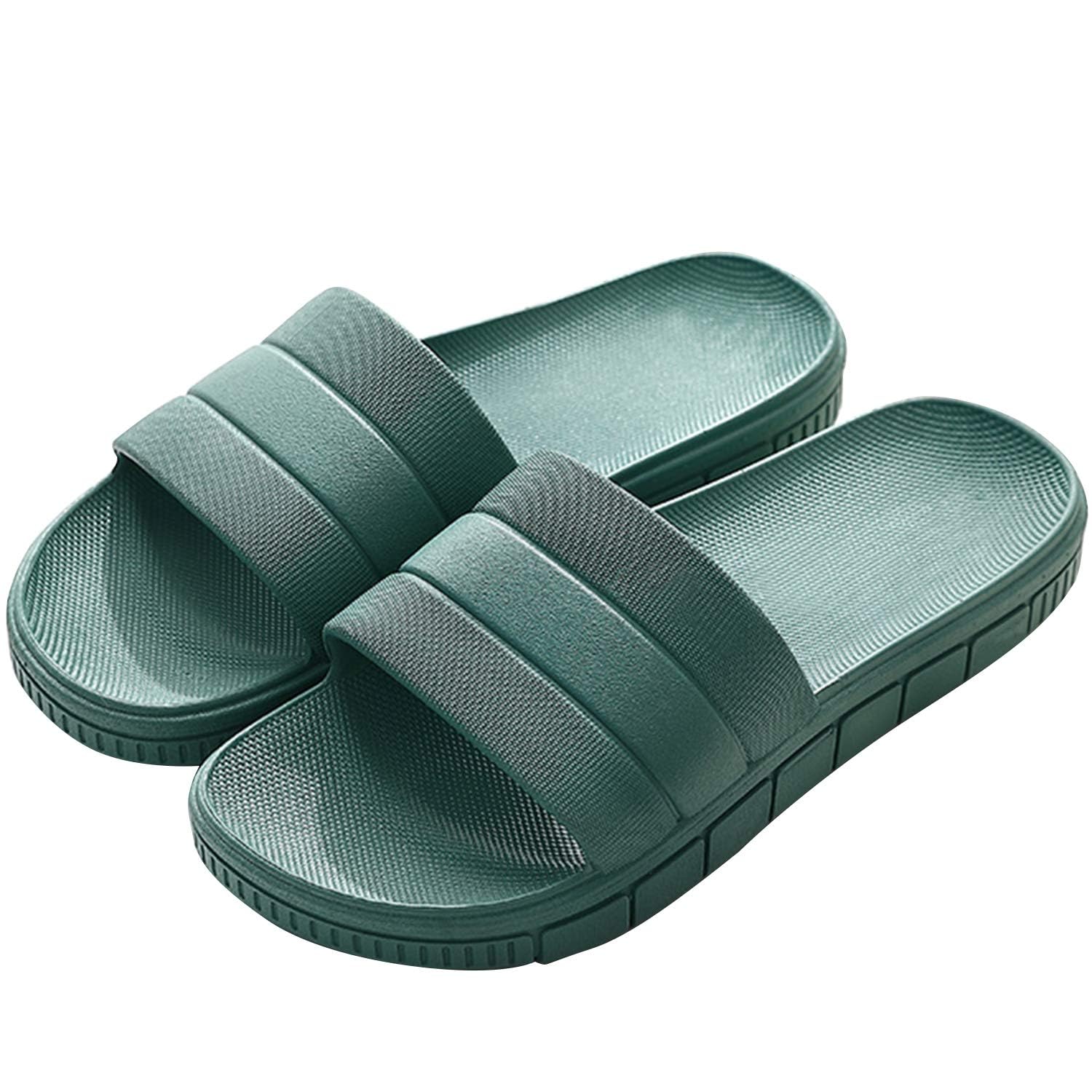 Harrms Herren/Damen Badeschuhe Hausschuhe Slippers Sommer Slide Pantoletten Badelatschen Strand Indoor/Outdoor Rutschfest Baden Unisex Einfarbig, Armeegrün, 42/43 EU