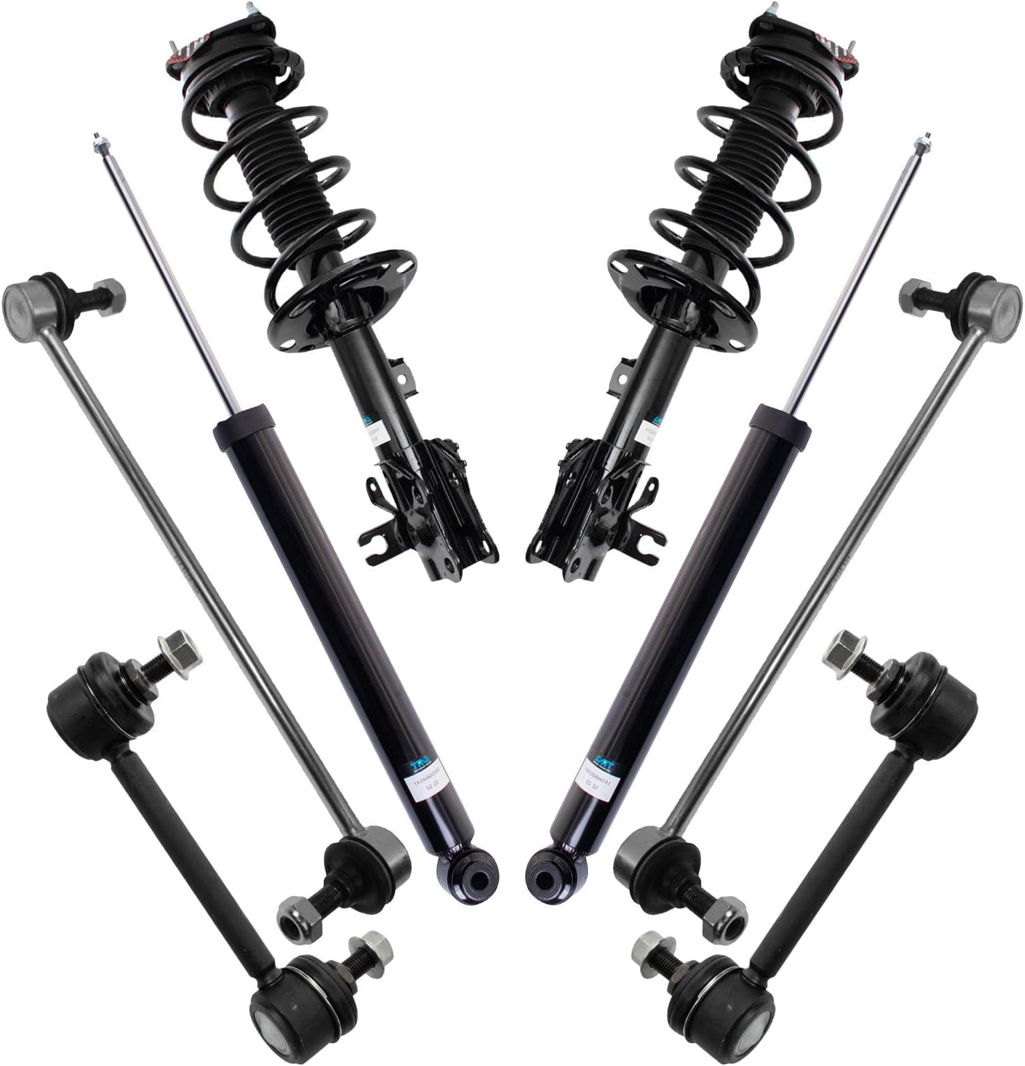 TRQ Front and Rear Suspension Kit Complete Strut & Coil Spring Assembly Shock Absorber Sway Bar Stabilizer Link Compatible with 2017-2019 Mazda CX-5