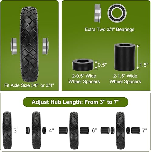 Miniatura 3 de Ruedas y neumáticos de carretilla sin planos de 16 pulgadas, neumáticos sólidos de 4.804.00-8 con rodamientos de 58 y 34 pulgadas, ruedas de