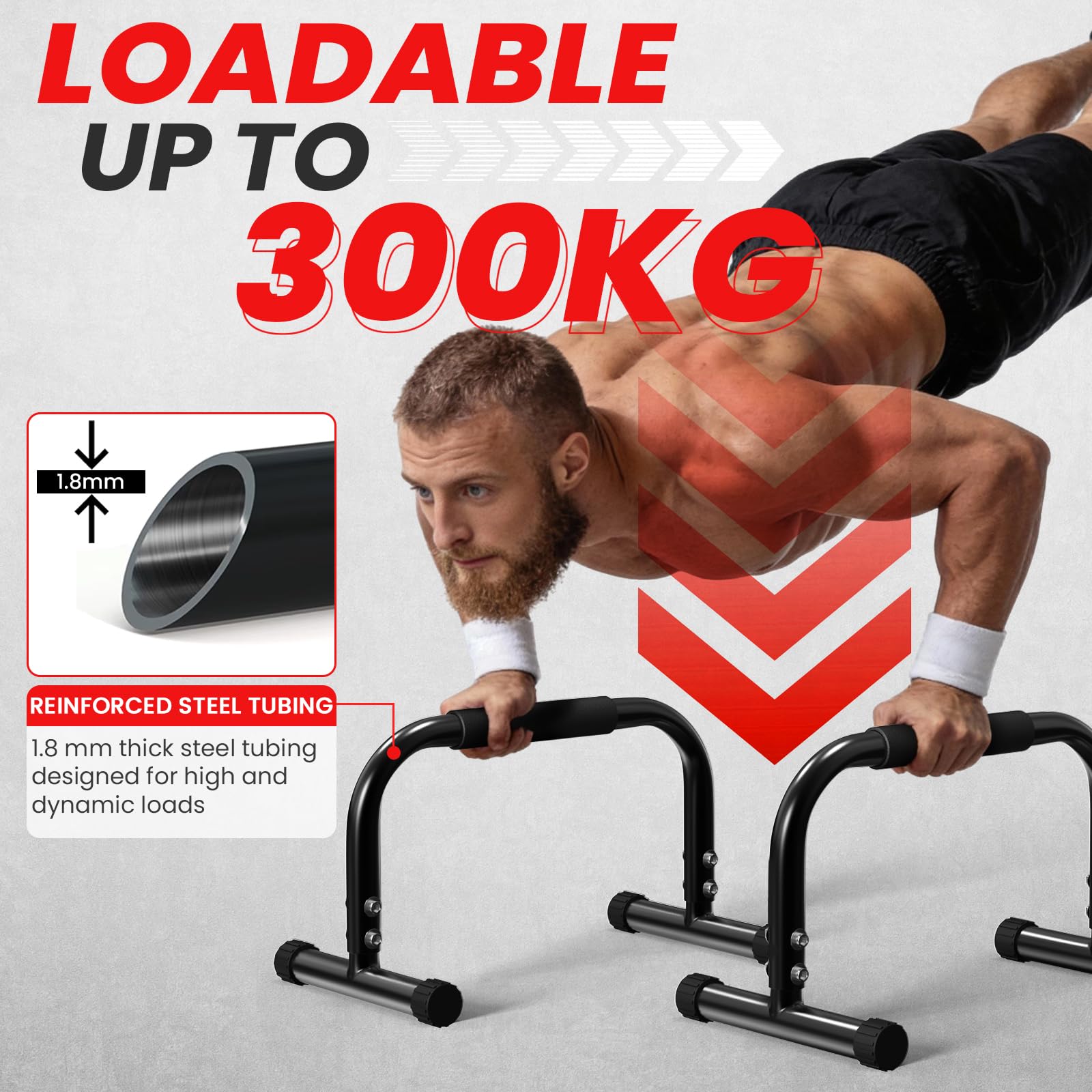 FUNFLEX Poręcze Do Handstandu Parallettes Ze Stali Do Pompek Dip Calisthenics Z Antypoślizgowymi Uchwytami Sprzęt Treningowy Do Ćwiczeń W Domu Na Zewnątrz Idealny Do Treningu Siłowego Streetworkoutu