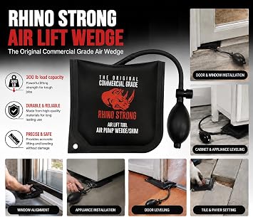 The Original Rhino Strong Commercial Grade Air Wedge Bag Pump Professional Leveling Kit & Alignment Tool Inflatable Shim Bag 3 Piece (Small, Medium, Large). 3 sizes for all of your individual needs.