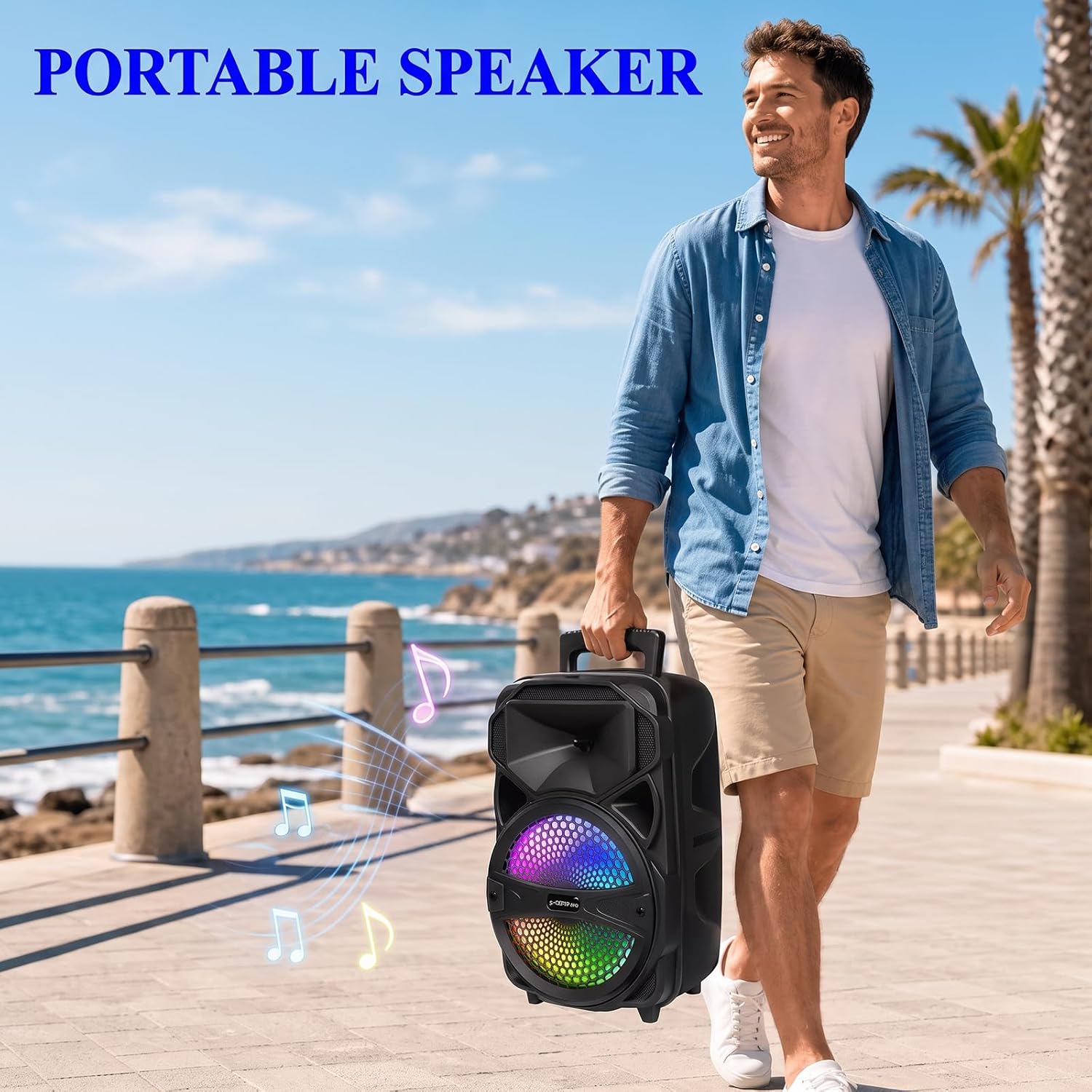 8'' Portable Bluetooth Party Speaker with Microphone & FM Radio 7 71r9LBeVRLL. AC SL1500