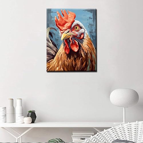 Miniatura 10 de Tucocoo Bumbers - Pintura de animales de granja para adultos, marco de pollo, pintura por números, pintura acrílica, lienzo, decoración de cocina,