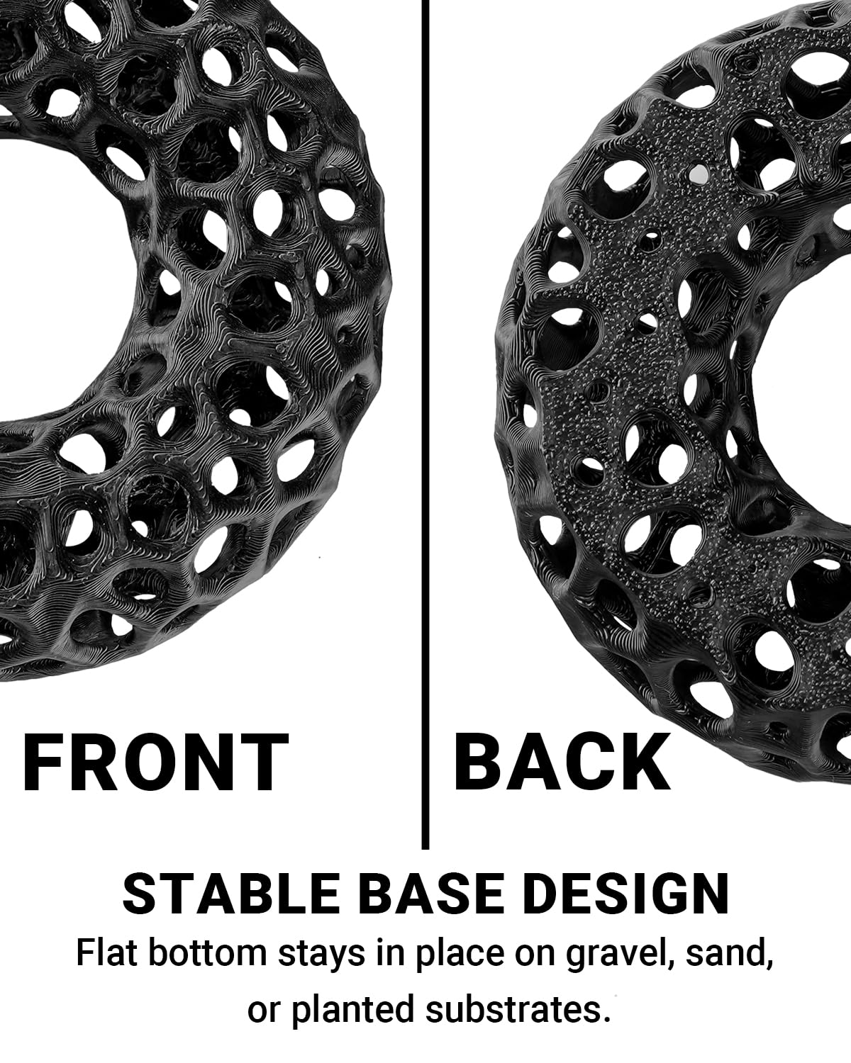 Cueva de camarones para plantas de pecera, paquete de 2 cuevas redondas para acuario para camarones cereza y enanos, accesorios compatibles con plantas, decoración de acuario (negro)