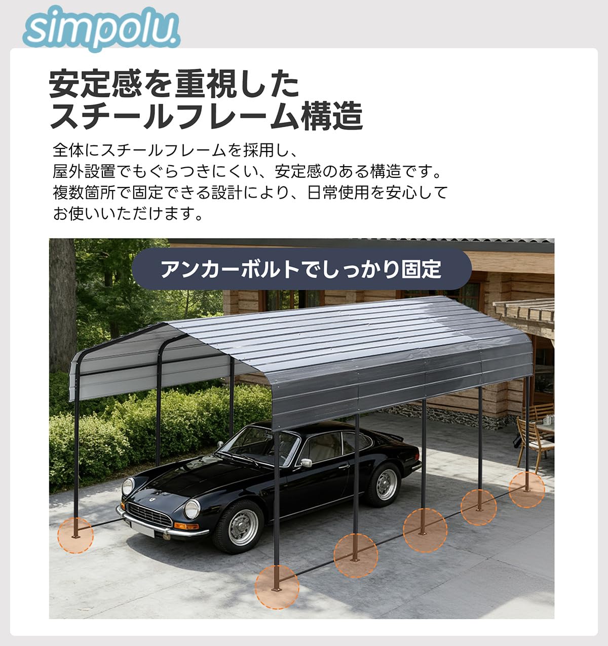 Amazon.co.jp: 【2箱梱包】 【奥行4.5mタイプ】 カーポート 大型 車庫