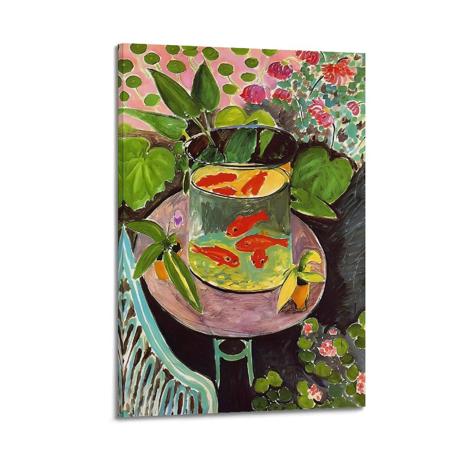 JoenTdrn Henri Matisse Prints Goldfish Abstract (71) xiu Aesthetic Canvas Wall Art Print Home Decor for Bedroom Living Room24x36inch(60x90cm) Frame-style