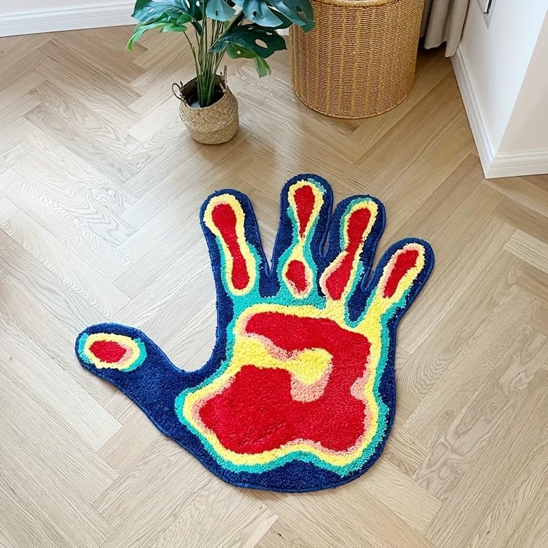 LAKEA Handmade Palm Rug Shape Tufted Carpet Plush Fluffy Soft Multiple Color Home Decor Living Room Bedroom Room Aesthetic (31.5X31.5 Inch) image 5