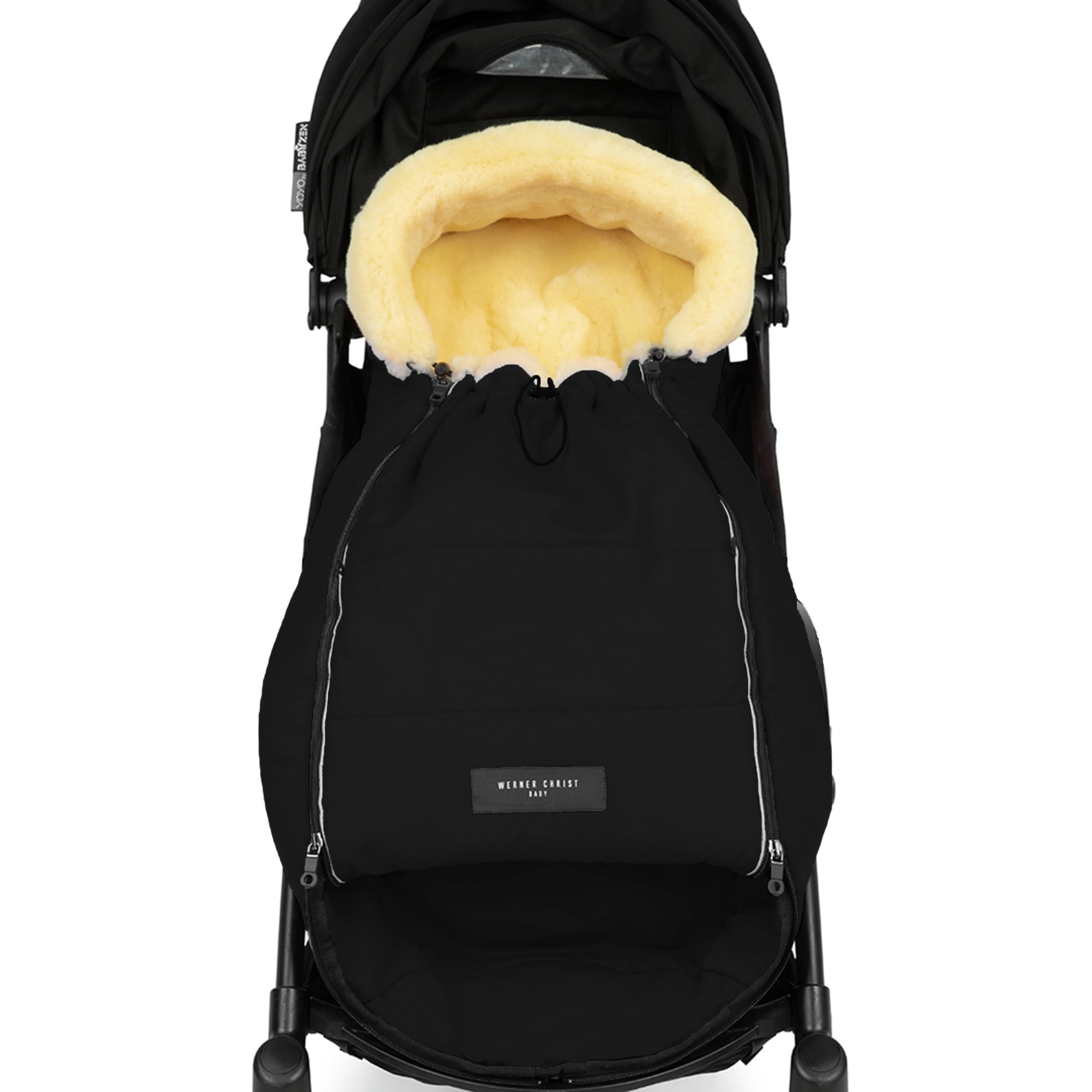 WERNER CHRIST BABY, Lammfell-Fußsack LADIS – für kleine Reisebuggys (Kinder ab 6 bis 36 Monate), aus medizinischem Lammfell, in schwarz (Black)