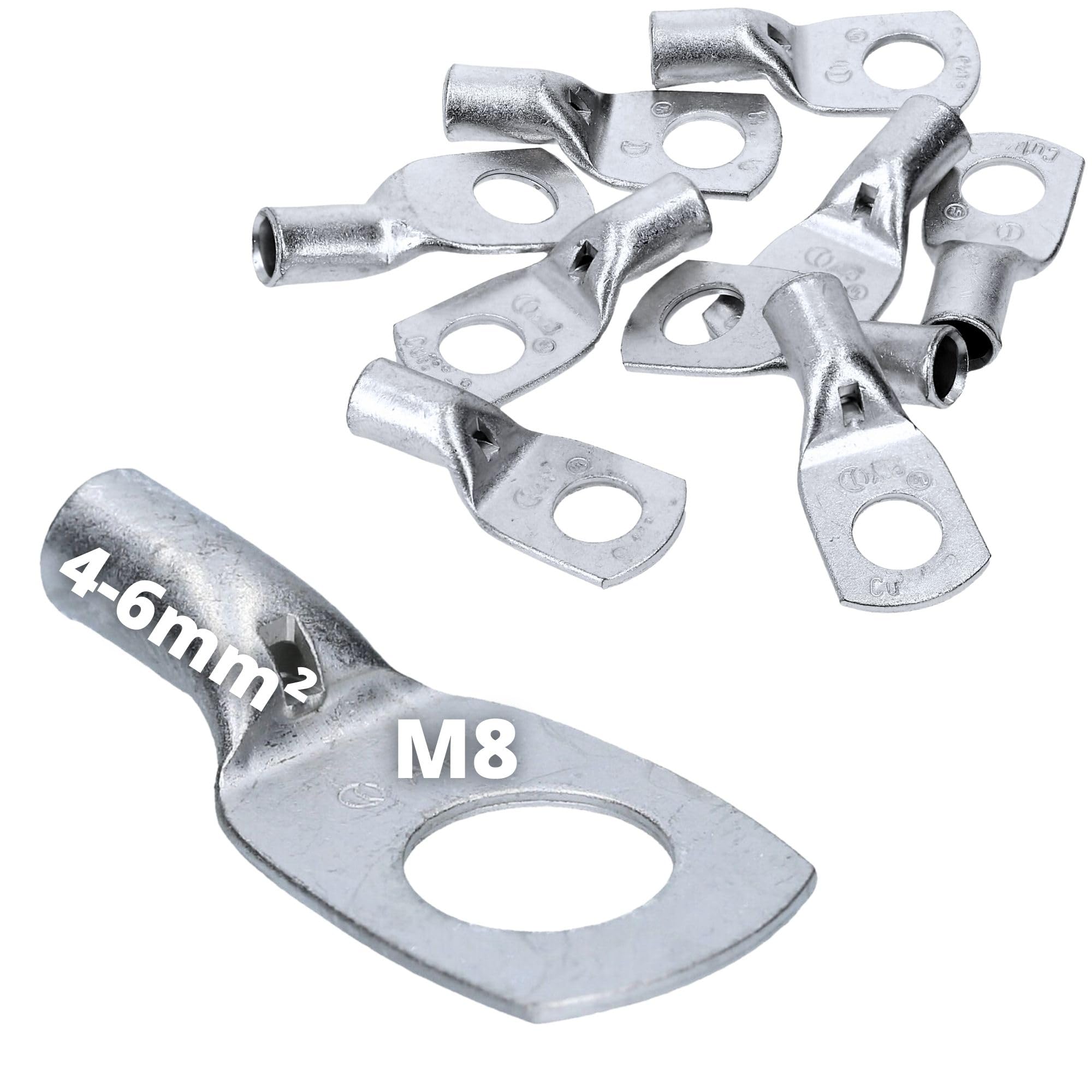 10 sztuk Cembre A1-M8 rurowe końcówki kablowe 4-6mm² M8 nieizolowane z miedzi ocynkowane