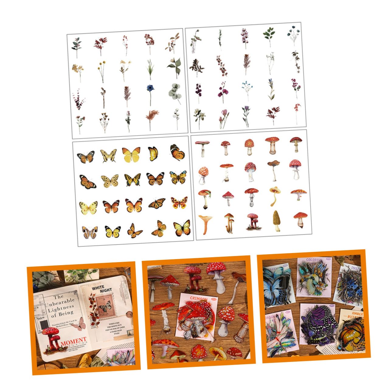 SHINEOFI 20 Juegos Bolsa De Pegatina Retro Pegatinas Decorativo Revistas Boda Suministro De Álbumes De Recortes Diario Calcomanías Suministros Para Álbumes De Recortes De Polivinilo