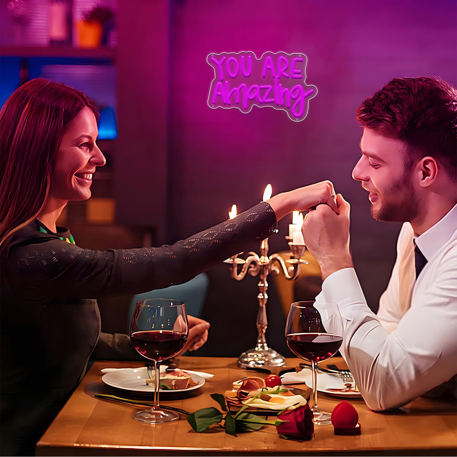 ENUOLI You Are Amazing Neon Signs - Luci al neon artistiche per decorazione da parete, luce LED rosa dimmerabile per camera da letto, bar, matrimoni, feste di compleanno, regali di Natale