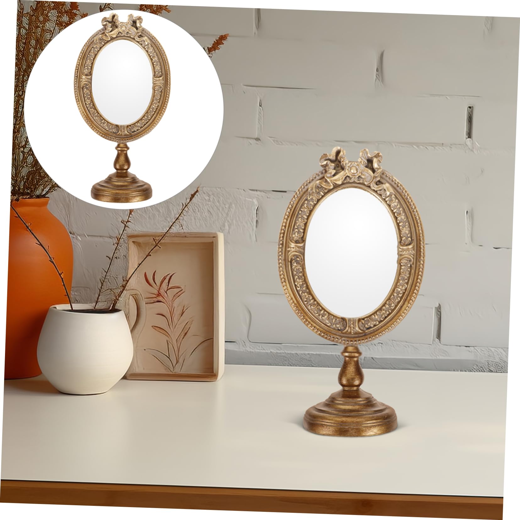 VALICLUD 3 Stück Vintage Aesthetic Tischspiegel Europäischer Stil Dekorativer Schminkspiegel für Schlafzimmer Schminkstation Leicht und Praktisch für Damen und Professionelle Make Up