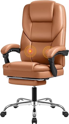 Furmax Silla de oficina ejecutiva con reposapiés, silla de oficina grande y alta, sillas ergonómicas de escritorio de oficina en casa, silla