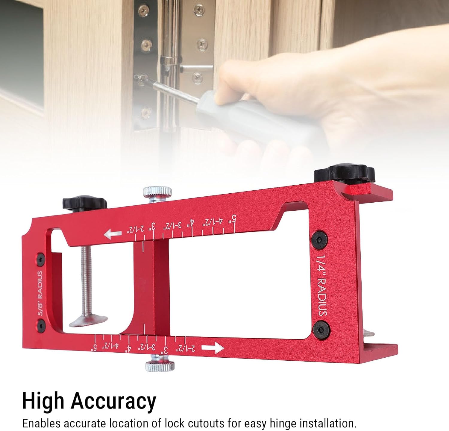 Fafeicy Door Hinge Jig High Precision Aluminum Alloy Template Kit for Mortise and Lock Installation on Wood Doors 22x8x5cm