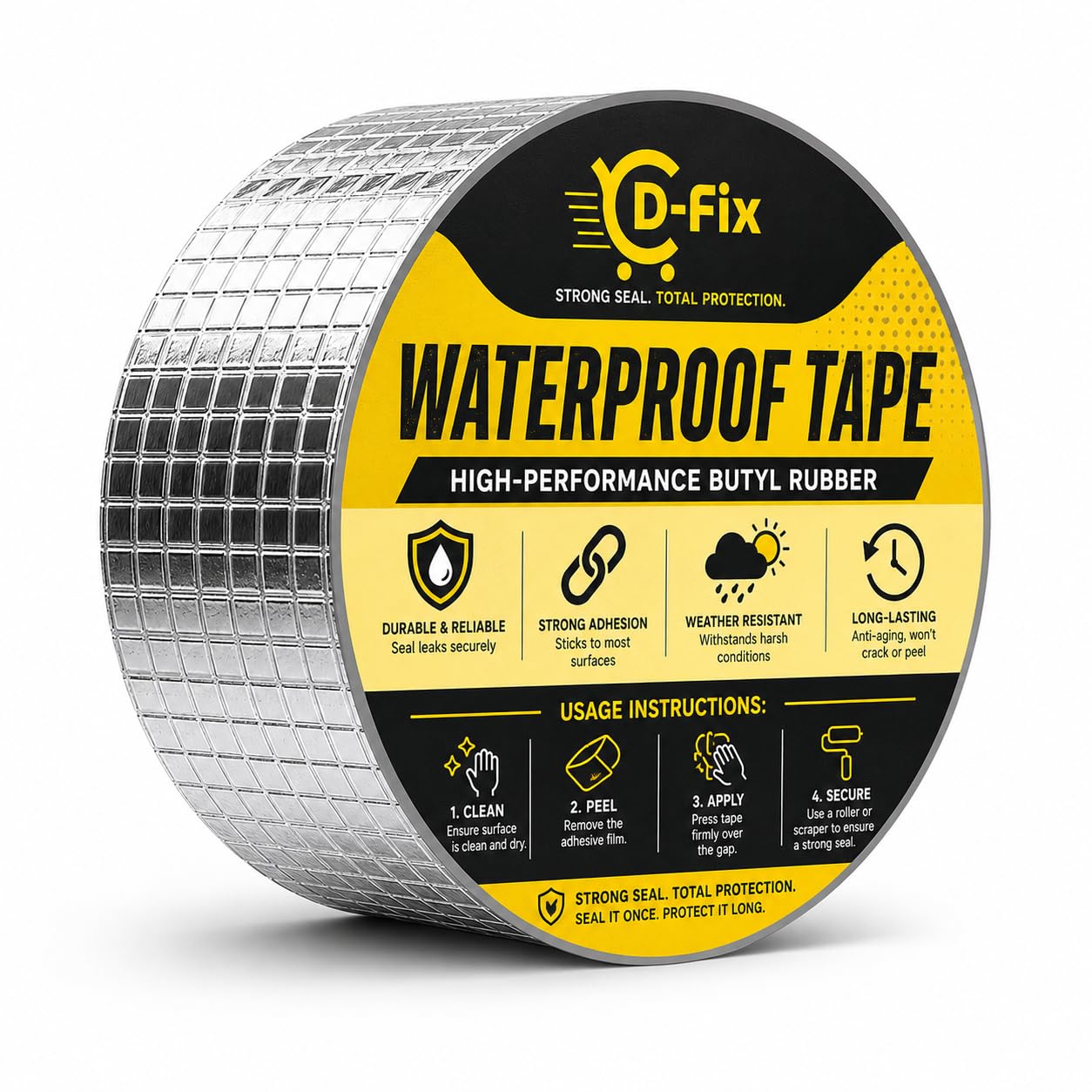 D-fix Super Strong Waterproof Butyl Tape Heavy Duty Leak Repair Sealant Tape for Roof Pipe RV Window Gutter Metal Crack Patch Weatherproof Heat-Resistant Indoor-Outdoor Use (2 Inch (5CM*5M)-image-41
