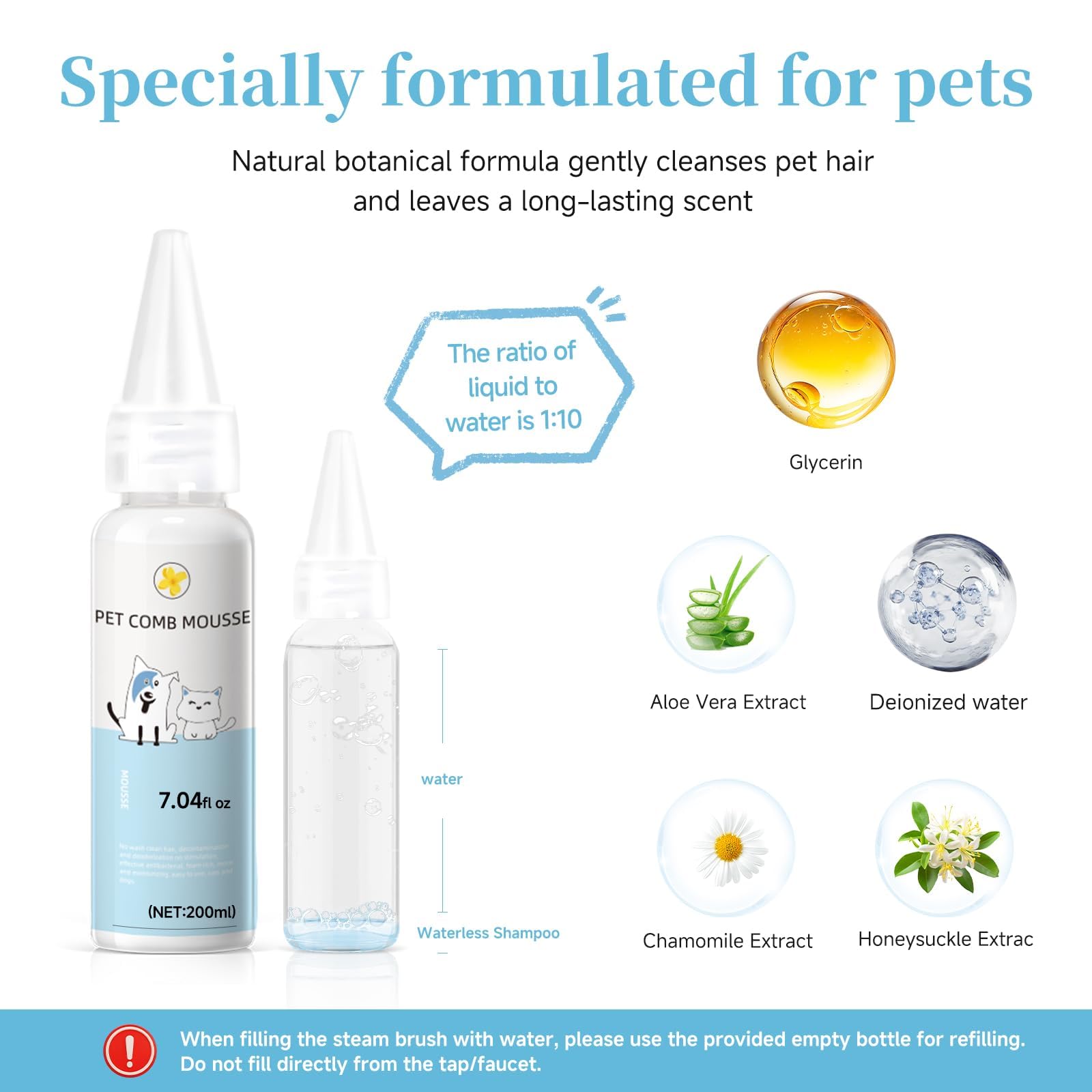 Cepillo de vapor para mascotas para perros y gatos, peine de depilación en aerosol 3 en 1, vapor para desprendimiento y aseo, cepillo de agua para mascotas de pelo largo y corto, peine Spritz Defur
