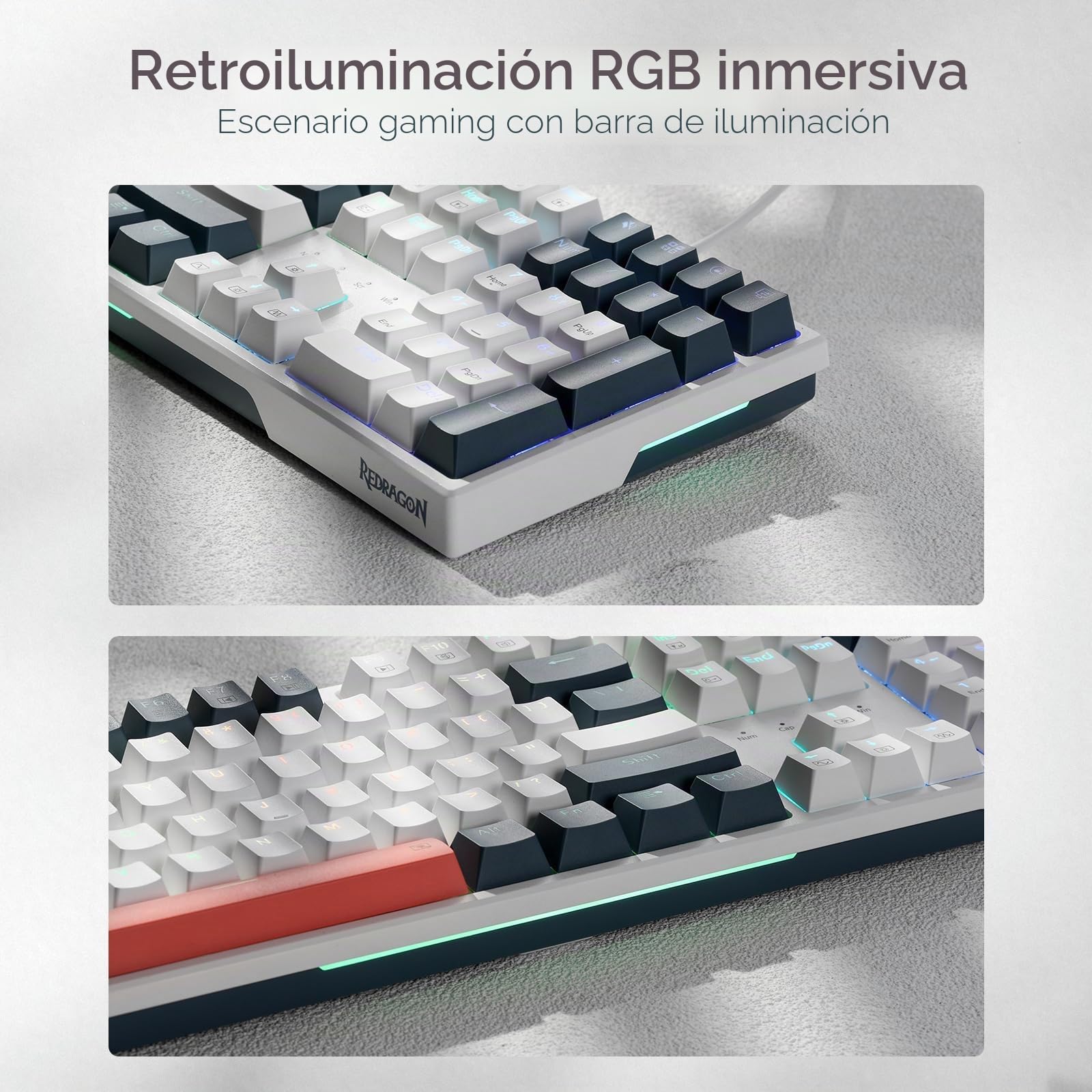 Redragon Teclado mecánico K668 RGB para Juegos, Teclado mecánico con Cable de 108 Teclas con 4 Teclas de Acceso rápido adicionales, espumas absorbentes de Sonido, Enchufe Intercambiable, US Layout